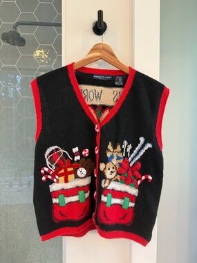 Vintage Eagles Eye Womens Santa's
Workshop Christmas Holiday Sweater Vest